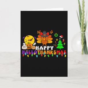 Cartão Hallothanksmas Dia das Bruxas Natal Dia de Ação de
