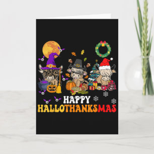 Cartão Hallothanksmas Vaca das Terras Altas do Halloween