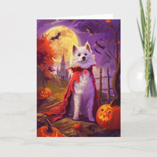 Cartão Halloween American Eskimo Pumpkins Scary