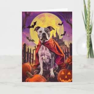 Cartão Halloween American Staffordshire Pumpkins Scary
