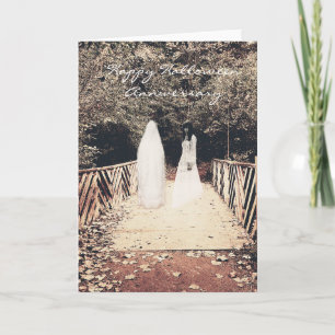Cartão Halloween Anniversary On the bridge card