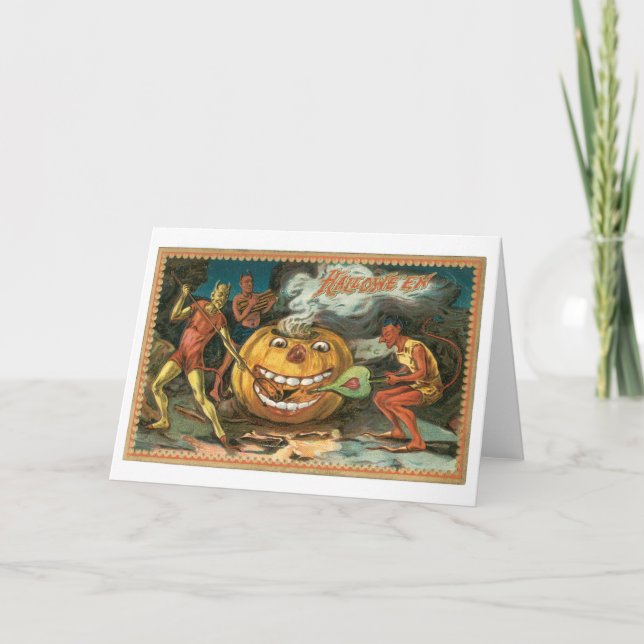 Cartão Halloween antigo, Devils (Frente)