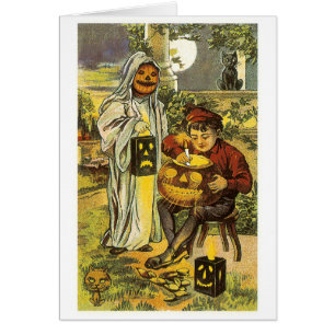 Cartão Halloween antigo, Jack-o-lanterno