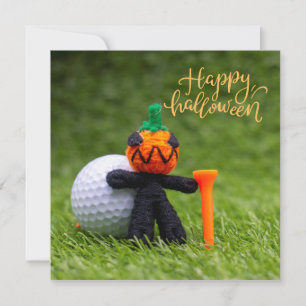 Cartão Halloween ao golfe com bola de golfe no Dia das Br
