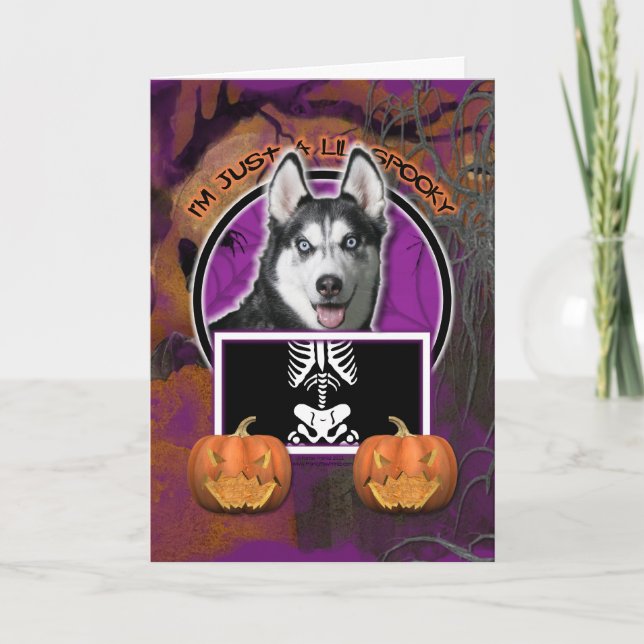 Cartão Halloween - Apenas um Sapatinho - Husky Siberiano (Frente)