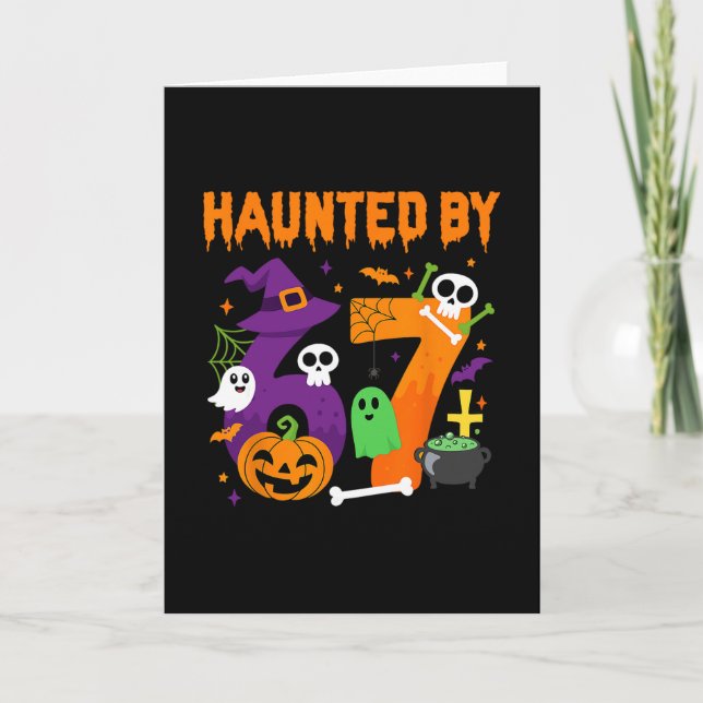 Cartão Halloween Assombrado 67 Seis Sete Meme 1 (17)  (Frente)