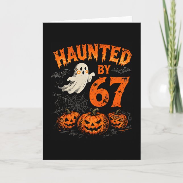 Cartão Halloween Assombrado Seis Sete Número Geração Alph (Frente)
