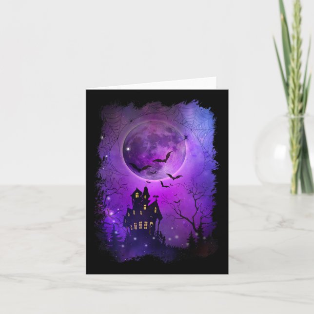 Cartão Halloween Assombrado Ss E Lua Sanguínea S (Frente)