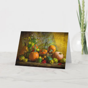 Cartão Halloween Autumn Fall Pumpkin Setting Table