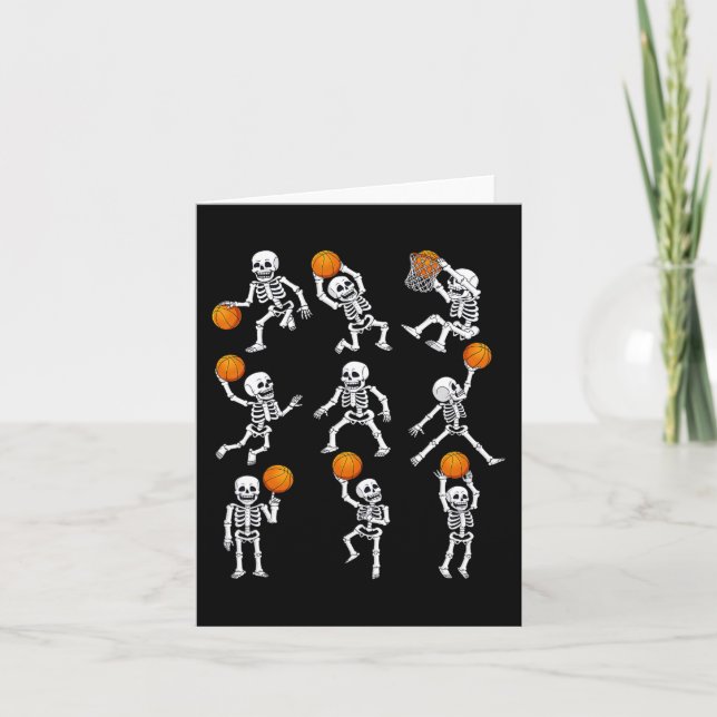 Cartão Halloween Basball Skeletons Dunbble Boy (Frente)
