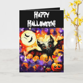 Cartão Halloween Bat & Jack-O-Lanterns Personalizado