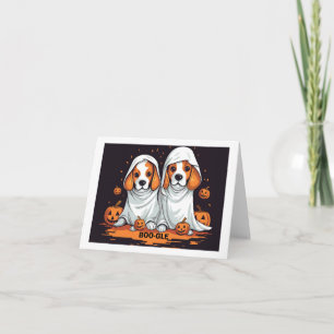 Cartão Halloween Beagles em fantasias fantasmas engraçada