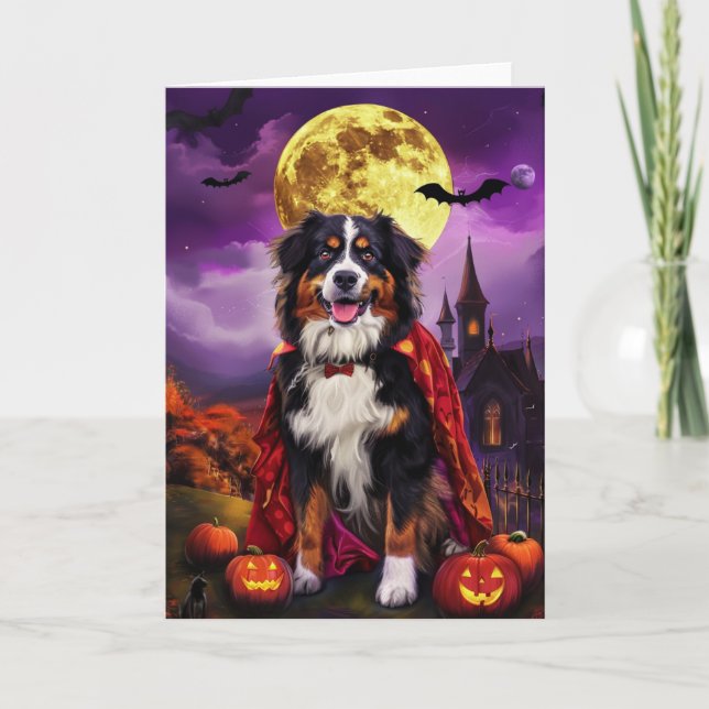 Cartão Halloween Bernese Mountain Dog Pumpkins assusta (Frente)