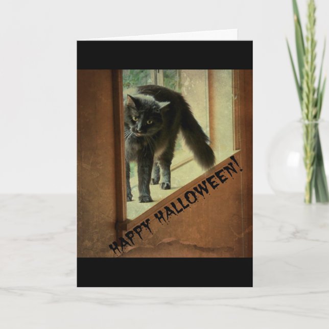 Cartão Halloween Black Cat, divirta-se! (Frente)