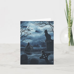 Cartão Halloween Black Cat Society Raven Blank Notecard