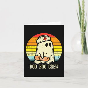 Cartão Halloween Boo Boo Crew Ghost Enfermeira Retro Hall