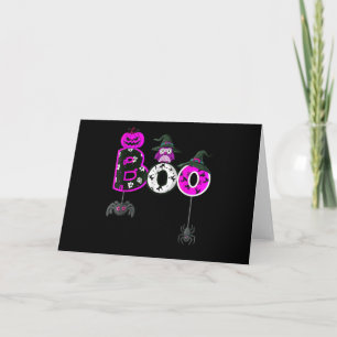 Cartão Halloween Boo Coruja Com Chapéu de Bruxa Aranhas M