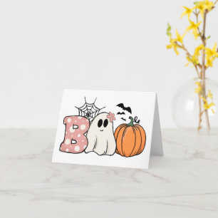 Cartão Halloween Boo Ghost Pumpkin Bats Cobweb