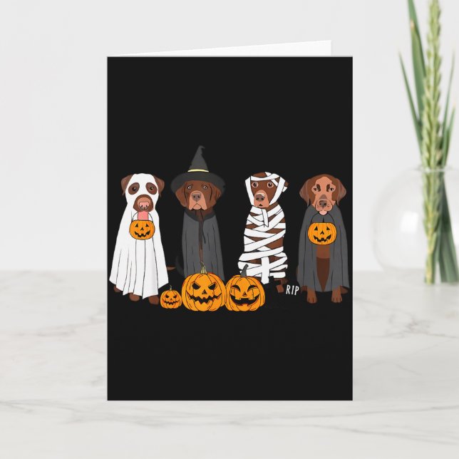Cartão Halloween Brown Labrador Ghost Soky Chocolate Lab  (Frente)