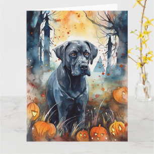 Cartão Halloween Cane Corso Com Pumpkins Assustado