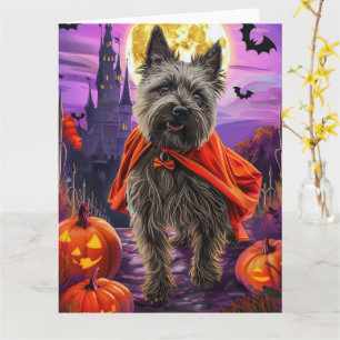 Cartão Halloween Cane Corso Vampiro Abóboras Assustador