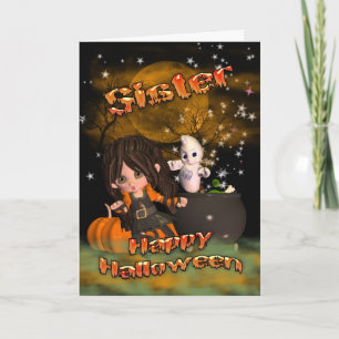 Cartão Halloween card for Sister, trick or treat?