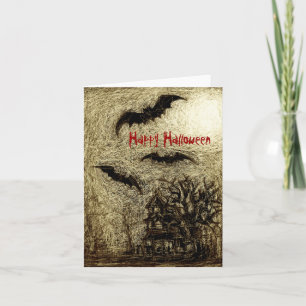Cartão Halloween Card Hauning House Amarelo