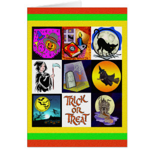Cartão Halloween Cartoon Montage