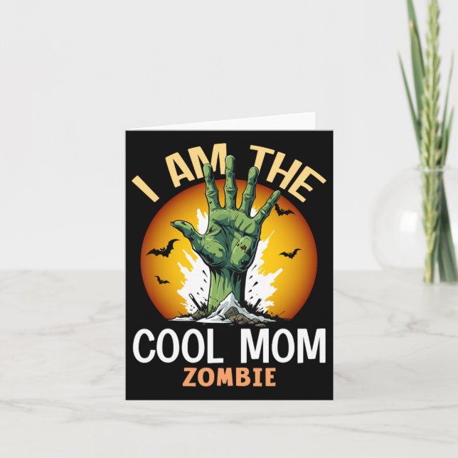 Cartão Halloween Correspondendo Legal Mãe Zombie Costume (Frente)