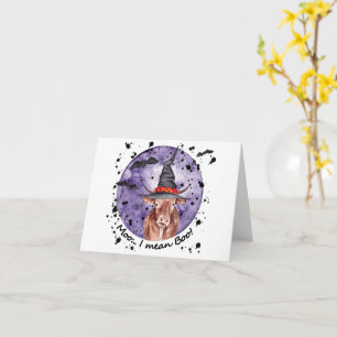 Cartão Halloween Cow Moo Eu Quero Dizer Boo Engraçado