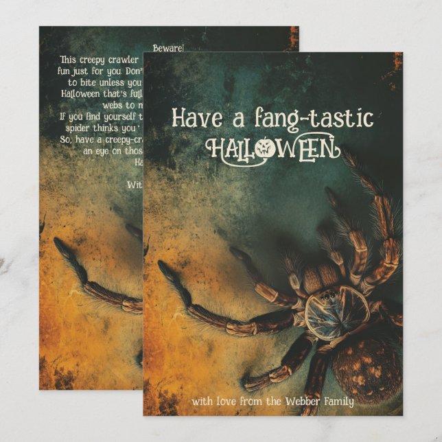 🕷️ cartão HALLOWEEN da aranha que faz refrigeraçã (Frente/Verso)