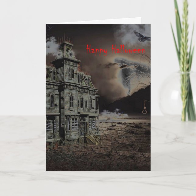 Cartão Halloween da Casa Assombrada (Frente)