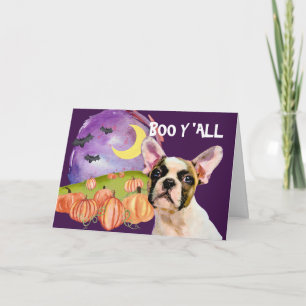 Cartão Halloween de Bulldog Francês Assustador