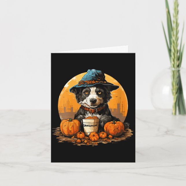 Cartão Halloween de cachorro feminino  (Frente)