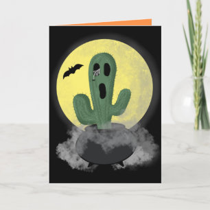 Cartão Halloween de Cactus Personalizável