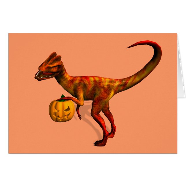 Cartão Halloween Dilophosaurus (Frente Horizontal)
