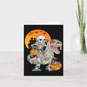 Cartão Halloween Dinossaur T Rex Skeleton Garotos Assusta