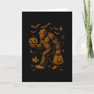 Cartão Halloween Divertido do Pé Grande com Abóbora e Vib