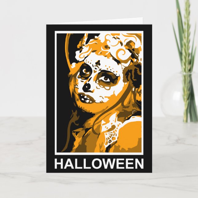 Cartão halloween do crânio (Frente)