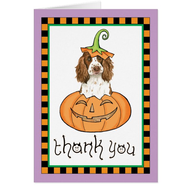 Cartão Halloween English Springer Obrigado (Frente)