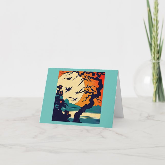 Cartão Halloween - Estilo de recorte de madeira 7 (Frente)