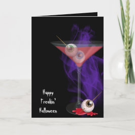 Cartão Halloween Eyeball Martini Bebe com fumaça