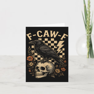 Cartão Halloween F Caw F Corvo Preto Pássaro Corvo Xadrez