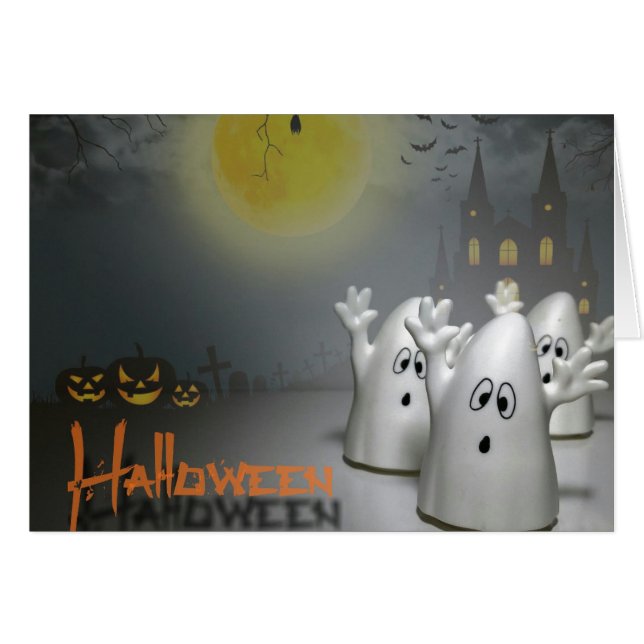 Cartão Halloween Fantasma (Frente Horizontal)