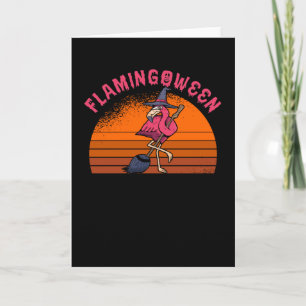 Cartão Halloween Flamingo Flamingobetween Witée Broom Ret
