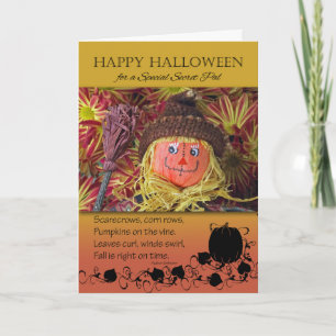 Cartão Halloween for Secret Pal, Scarecrow and Poem