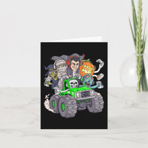 Cartão Halloween Gamer Skeleton Zombie Monster Truck Boys