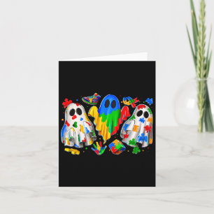 Cartão Halloween Ghost Colorful Quebra-cabeça Ribbon Auti