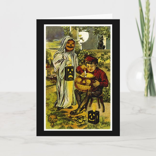 Cartão Halloween Ghost e Jack-o-Lanterna (Frente)