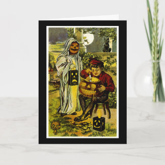 Cartão Halloween Ghost e Jack-o-Lanterna